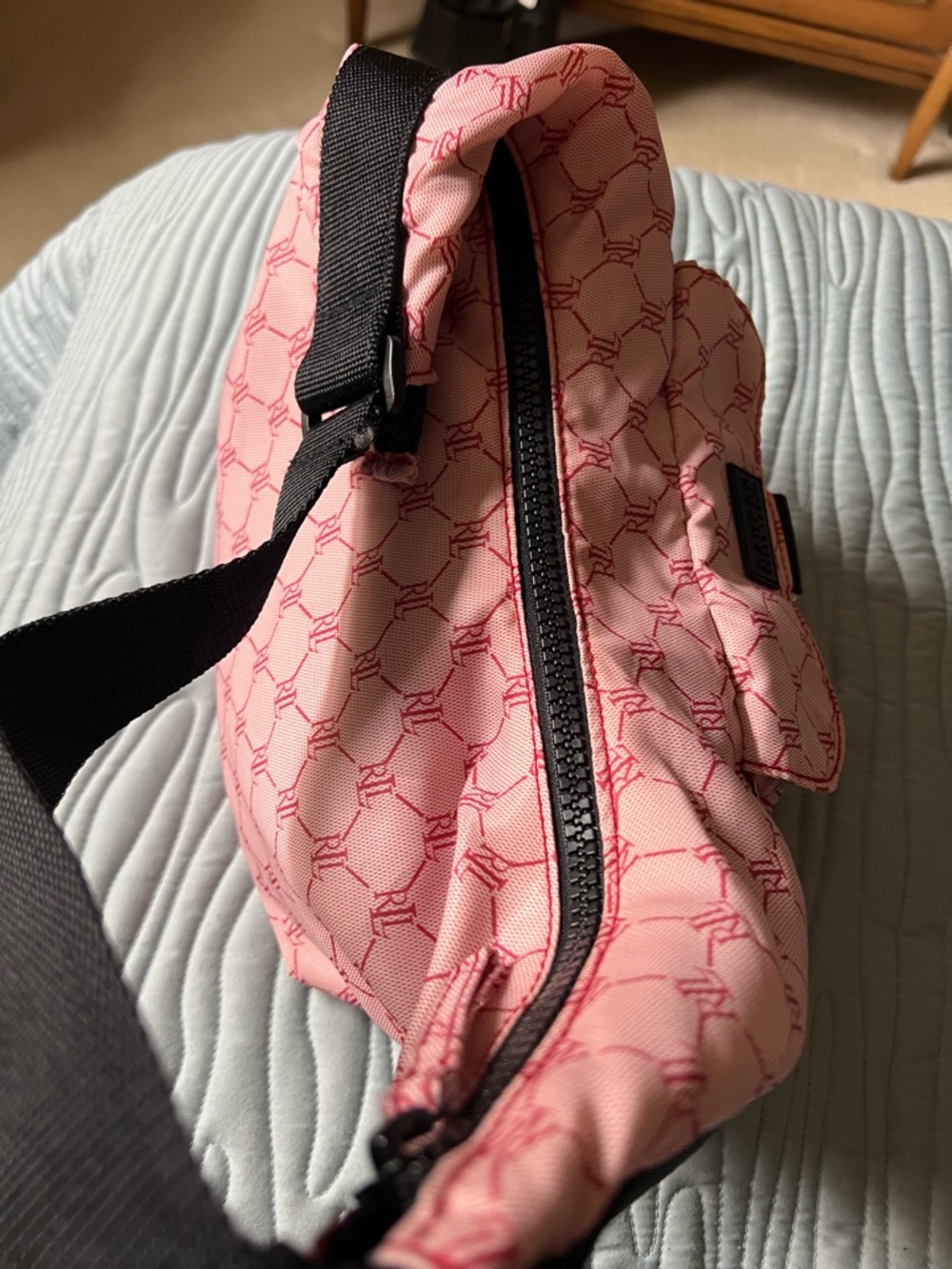 Ralph Lauren Vintage Pink Monogram Nylon Hobo Bag - Picture 7 of 10